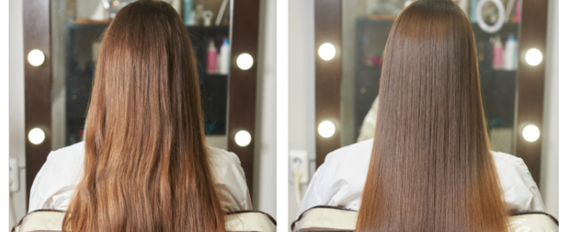 Before and after results of Keratin Treatment in Abbotsford BC at Salon77