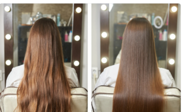 Before and after results of Keratin Treatment in Abbotsford BC at Salon77